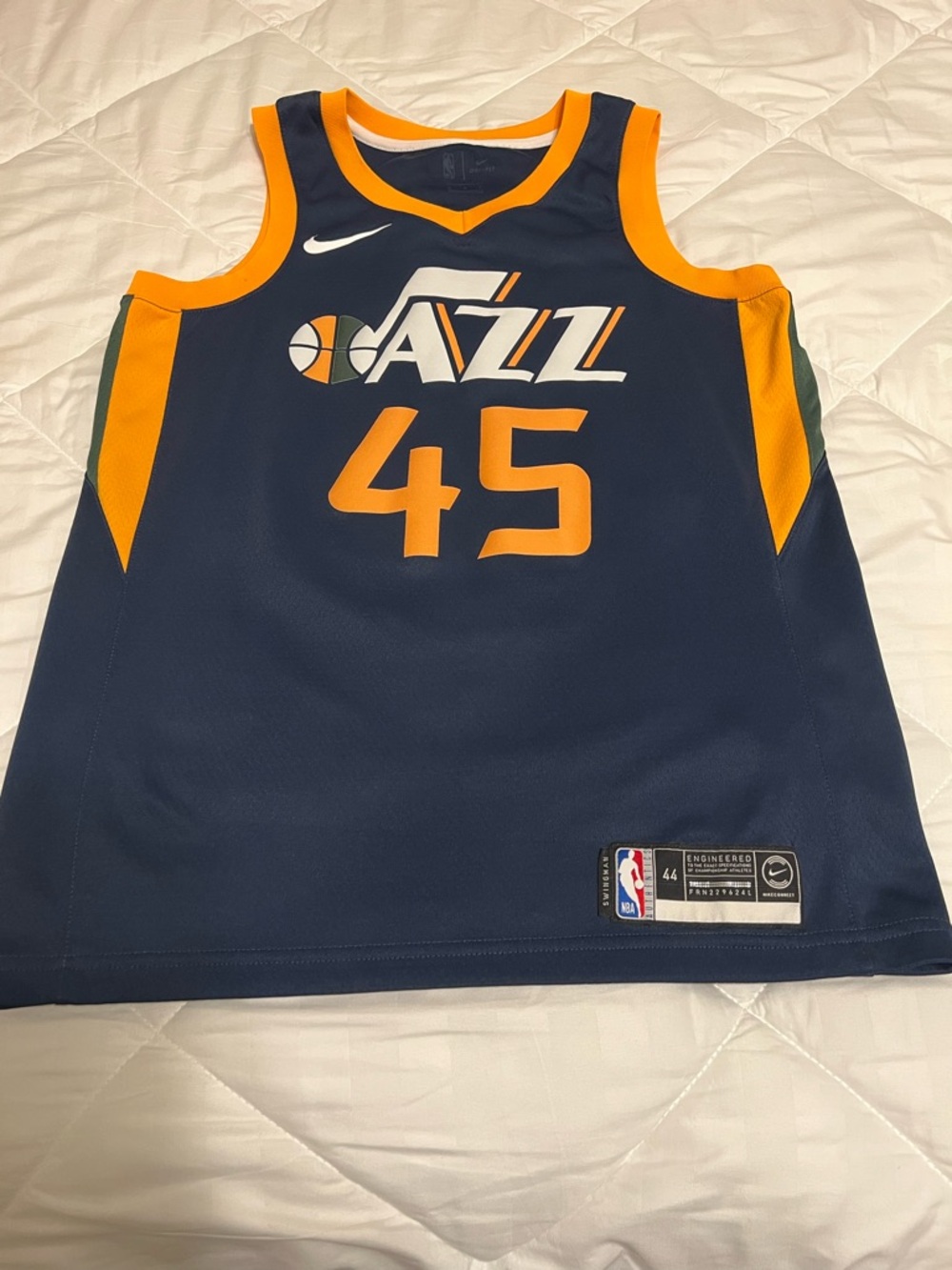 Nike Kids Utah Jazz Navy and Gold Basketball Jersey 45